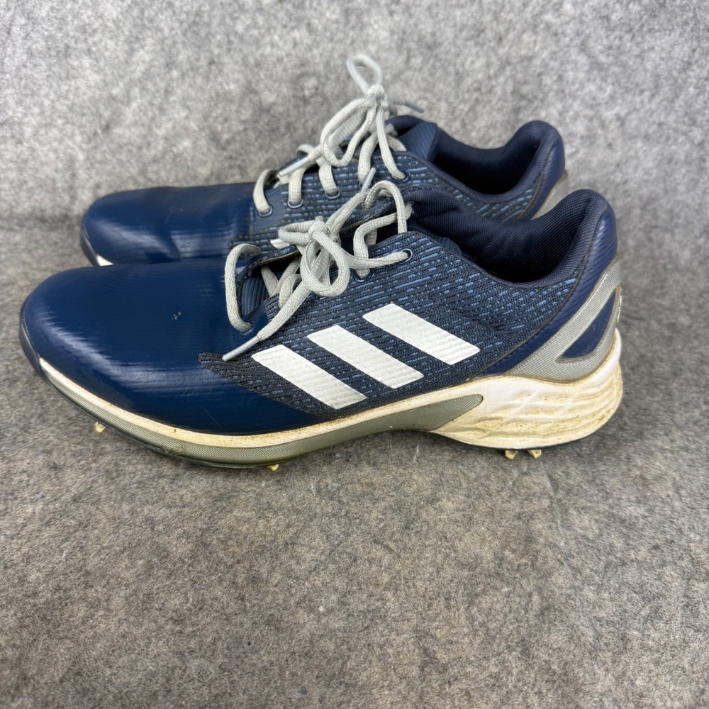 Adidas Lightstrike Mens Golf Shoes Navy Blue Silver Spiked Cleats Size 9.5